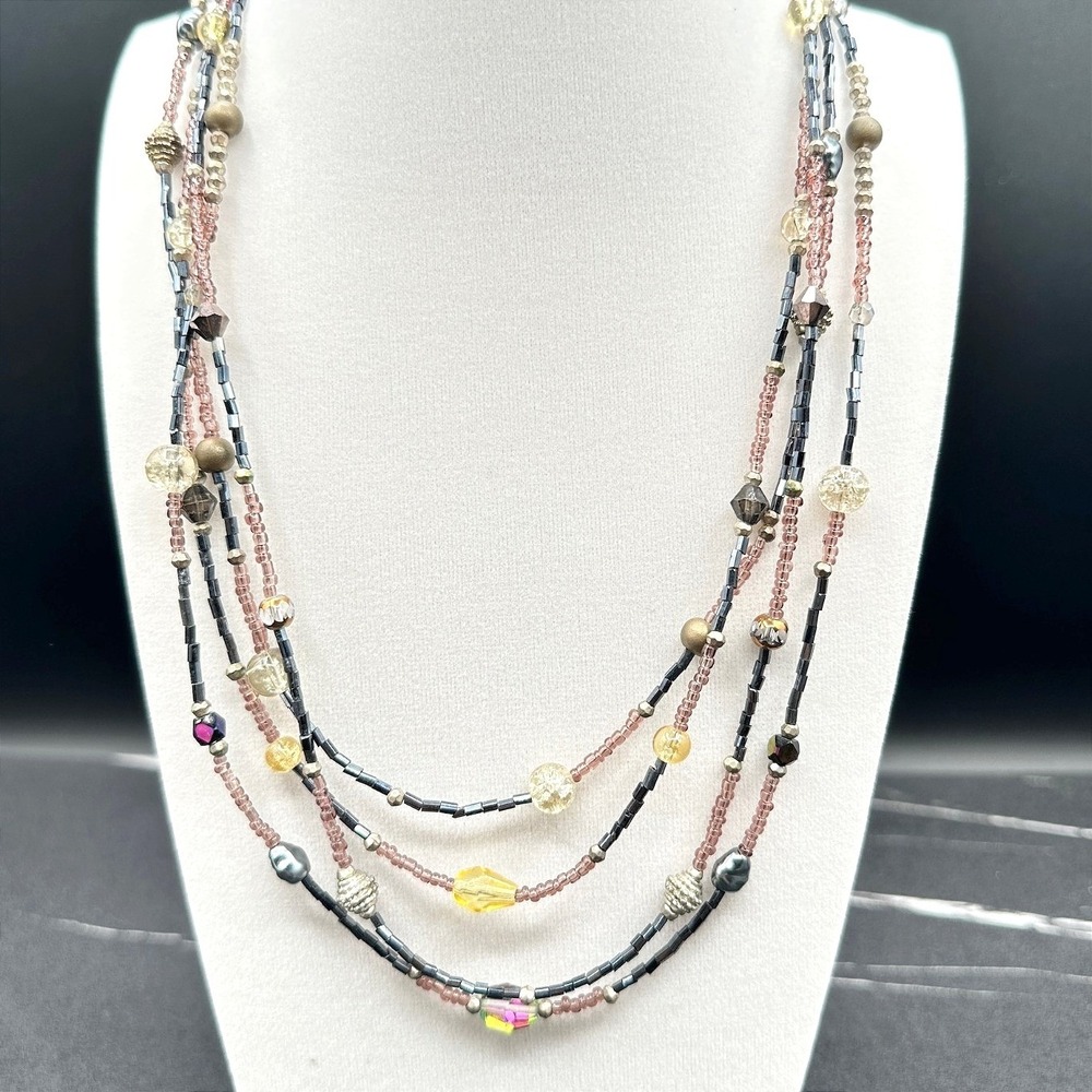 Vintage Cookie Lee Multicolor Adjustable Boho Multi-Strand‎ Beaded Lobster Retro
